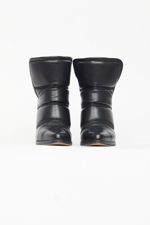 Chloé Black Leather Puffer Ankle Boot