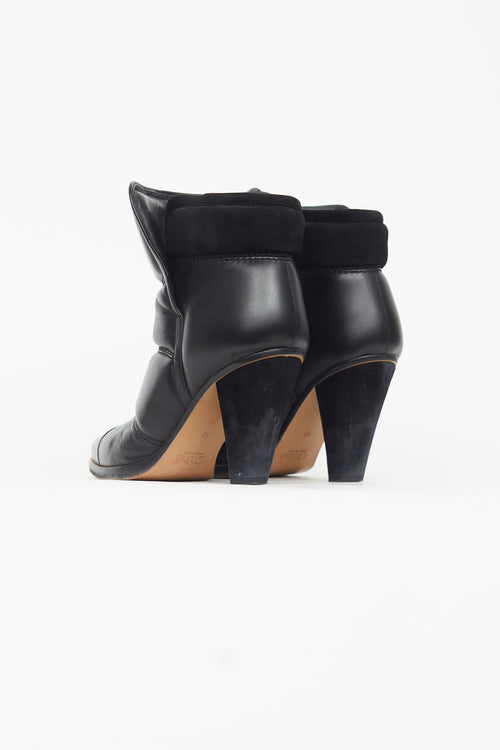 Chloé Black Leather Puffer Ankle Boot