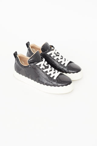 Chloé Black Leather Textured Sneaker