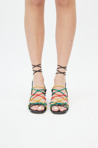 Chloé Black 
Multi Leather Strappy Sandal