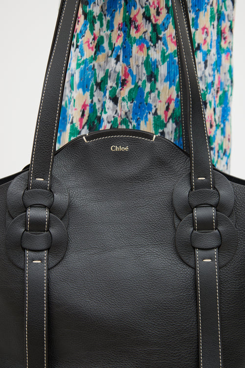 Chloé Black 
White Leather Darryl Tote