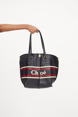 Chloé Navy Calfskin Medium Vick Tote Bag