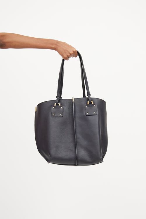 Chloé Navy Calfskin Medium Vick Tote Bag