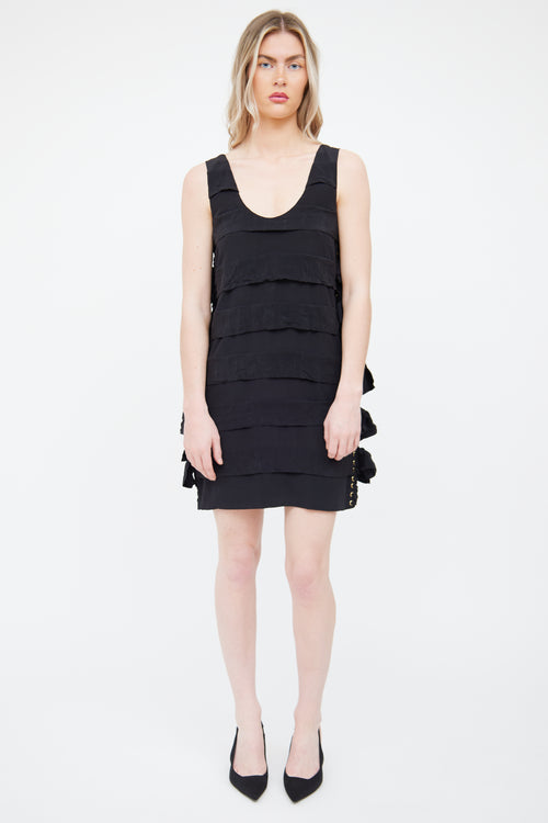 Chloé Black Ruffle Lace Up  Dress