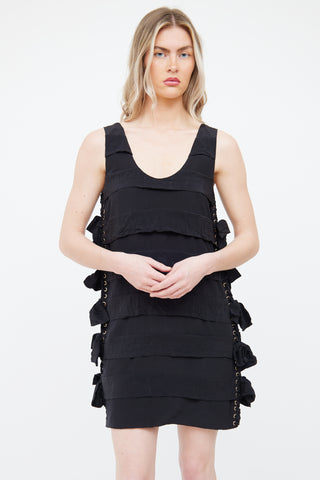 Chloé Black Ruffle Lace Up  Dress