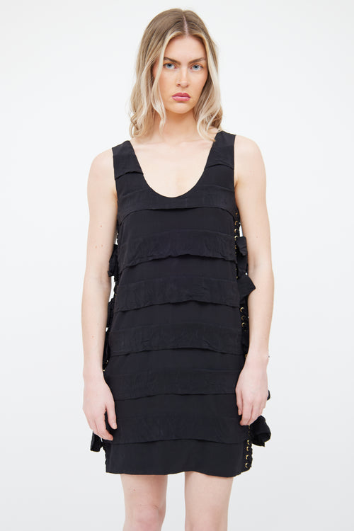 Chloé Black Ruffle Lace Up  Dress