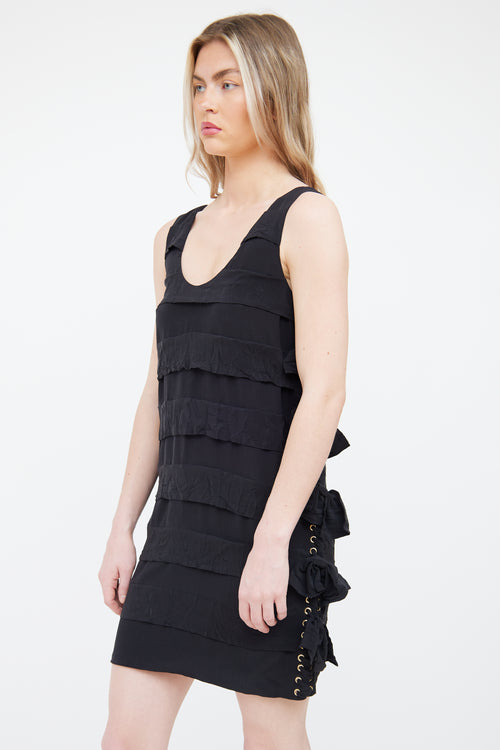 Chloé Black Ruffle Lace Up  Dress