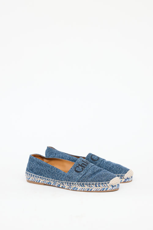 Chloé Blue Denim Piia Espadrille Flat