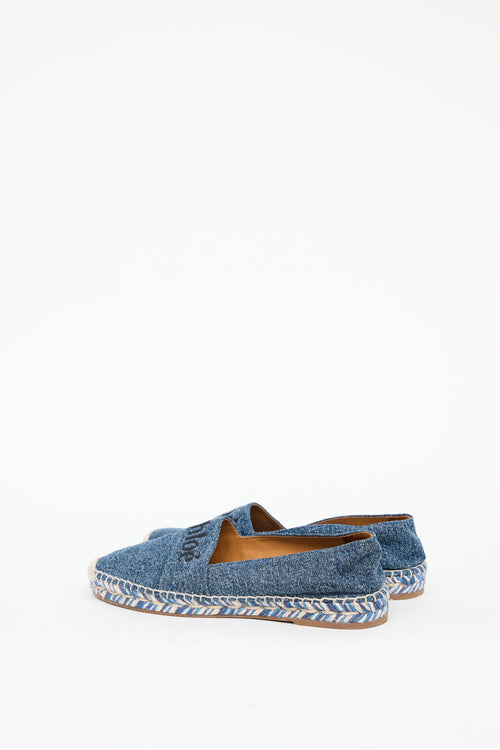 Chloé Blue Denim Piia Espadrille Flat