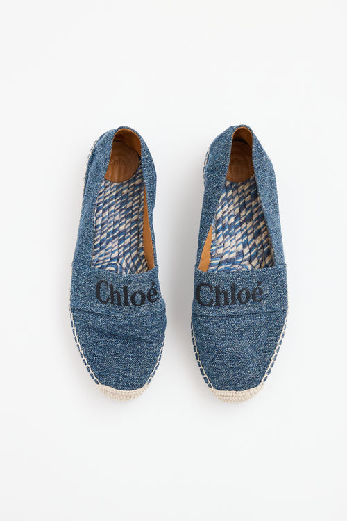 Chloé Blue Denim Piia Espadrille Flat