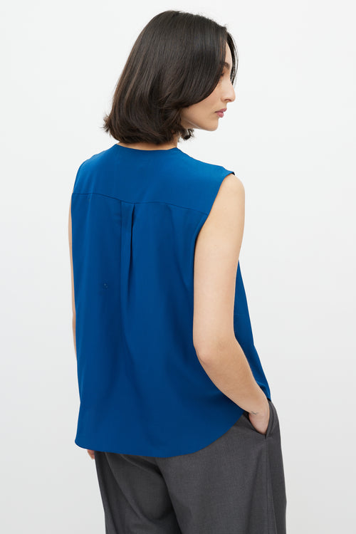 Chloé Blue V-neck Pleated Top