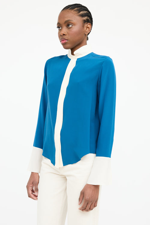 Chloé Silk Slit Cuff Button Top