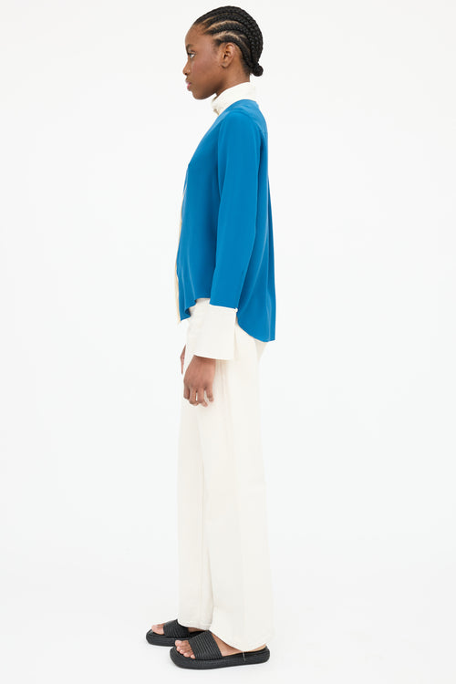 Chloé Silk Slit Cuff Button Top