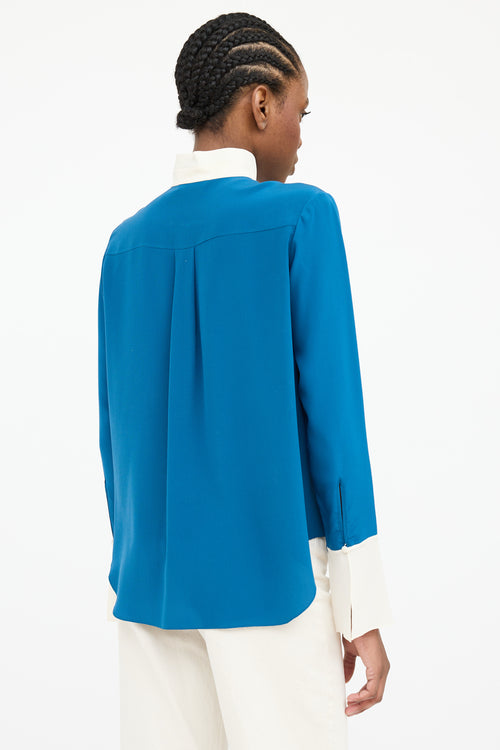 Chloé Silk Slit Cuff Button Top