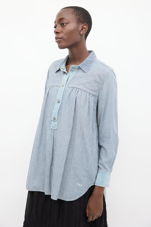 Chloé Blue 
White Striped Chambray Shirt