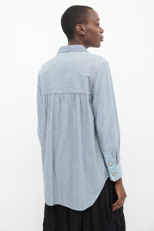 Chloé Blue 
White Striped Chambray Shirt