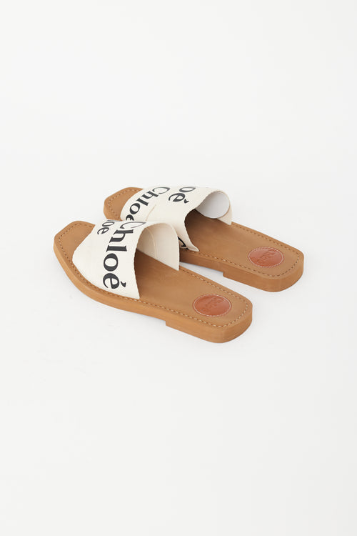 Chloé Beige 
Brown Woody Flat Slide