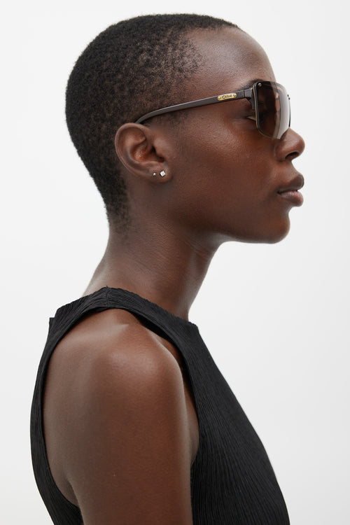 Chloé Brown CL2122 Rectangle Sunglasses