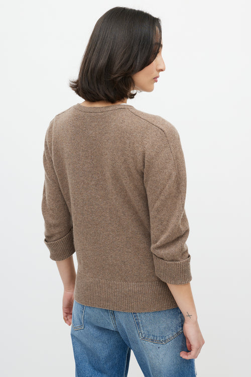 Chloé Brown Cashmere Three Quarter Sleeve Cardigan