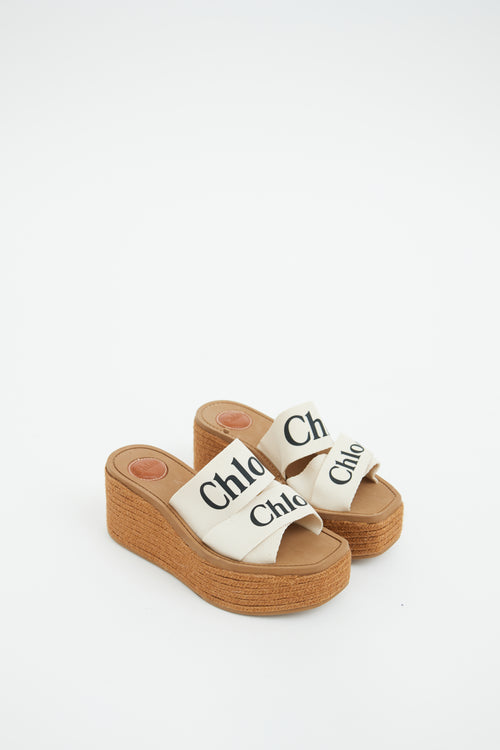 Chloe Brown 
Cream Epsadrille Woody Platform Sandal