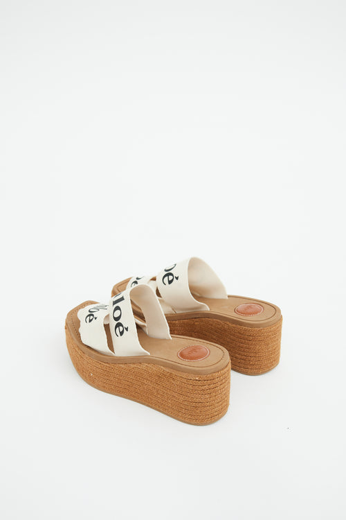 Chloe Brown 
Cream Epsadrille Woody Platform Sandal