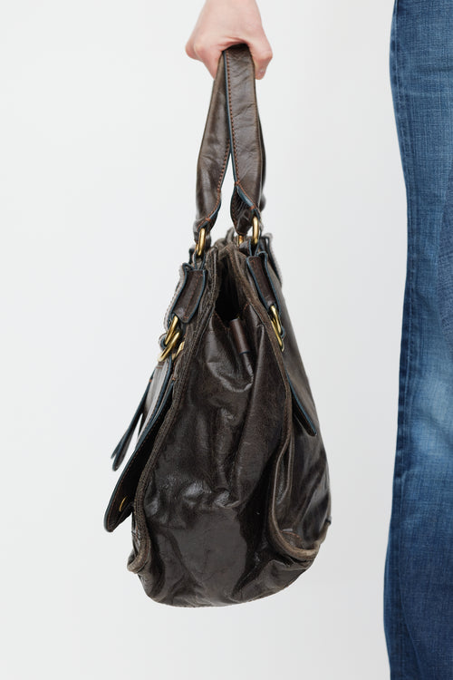 Chloé Brown 
Gold Leather Bay Bag