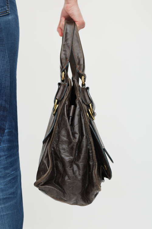 Chloé Brown 
Gold Leather Bay Bag