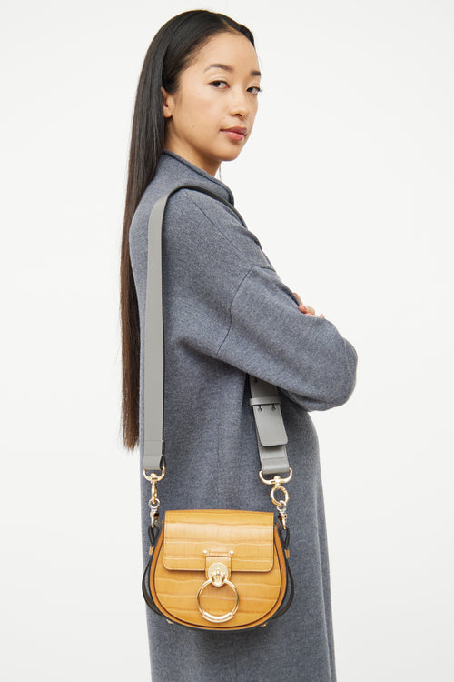 Chloé Brown 
Grey Embossed Tess Crossbody Bag