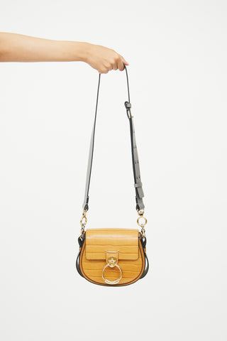 Chloé Brown 
Grey Embossed Tess Crossbody Bag