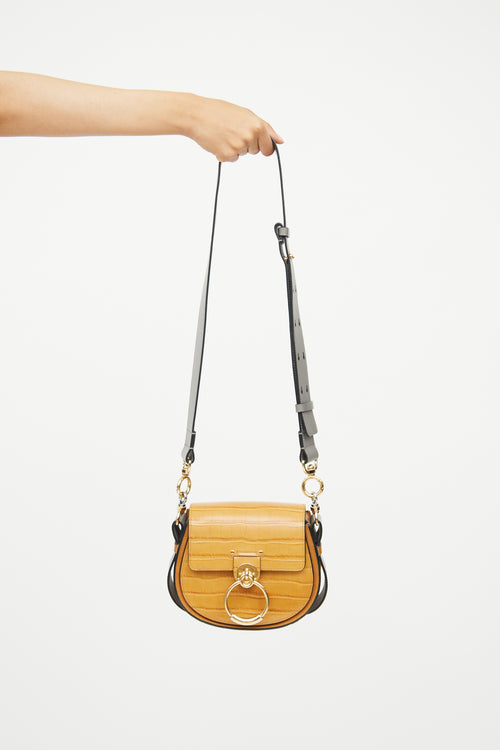 Chloé Brown 
Grey Embossed Tess Crossbody Bag