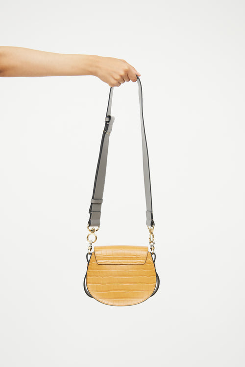 Chloé Brown 
Grey Embossed Tess Crossbody Bag