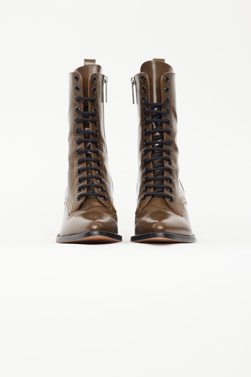 Chloé Brown Lace Up Pointed Toe Boot