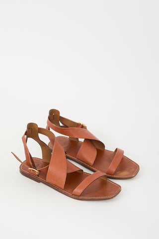 Chloé Brown Leather Criss Cross Sandal