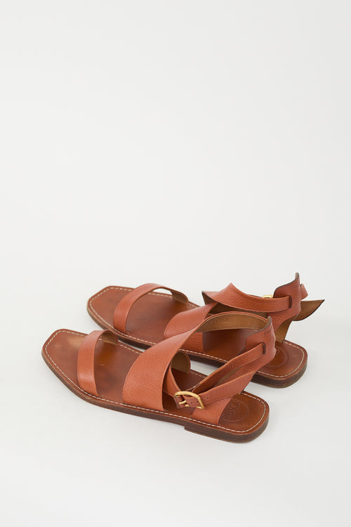 Chloé Brown Leather Criss Cross Sandal