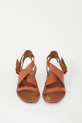 Chloé Brown Leather Criss Cross Sandal