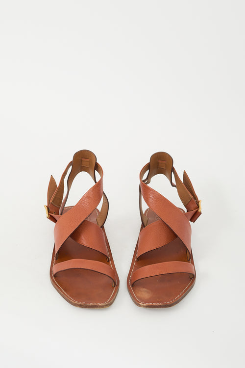 Chloé Brown Leather Criss Cross Sandal