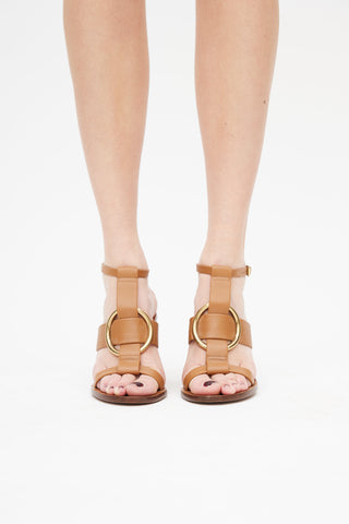 Chloé Brown Leather Cut Out Sandal