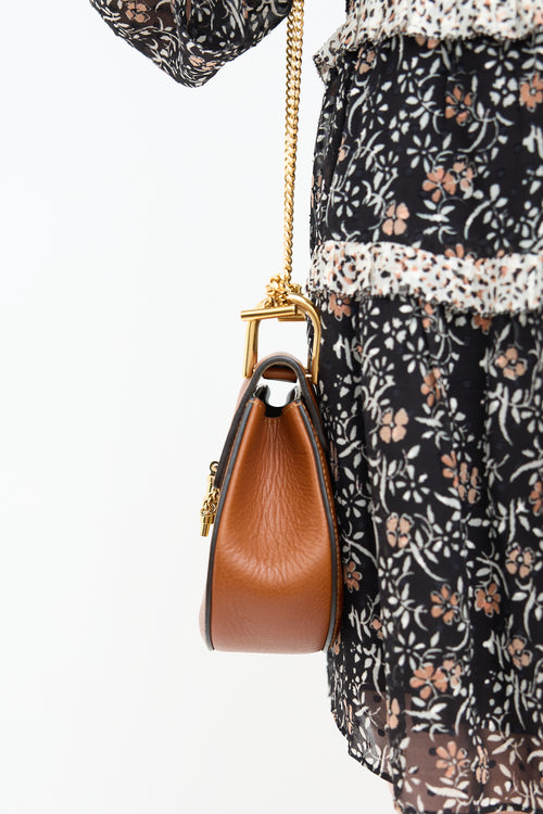 Chloé Brown Leather Drew Nano Crossbody Bag