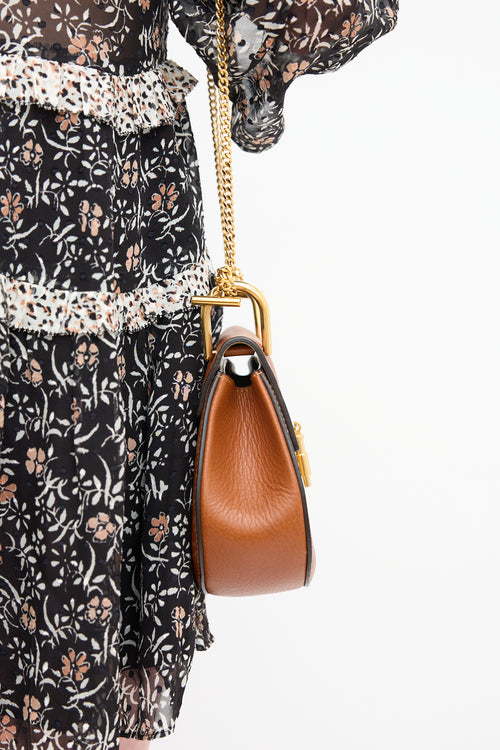 Chloé Brown Leather Drew Nano Crossbody Bag