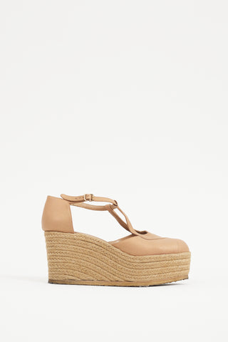 Chloé Brown Leather Espadrille Wedge