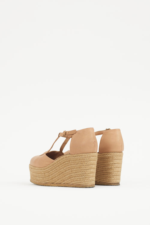 Chloé Brown Leather Espadrille Wedge