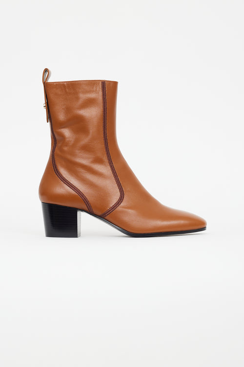 Chloé Brown Leather Goldee Ankle Boot