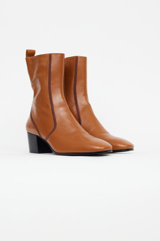 Chloé Brown Leather Goldee Ankle Boot