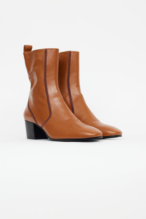 Chloé Brown Leather Goldee Ankle Boot