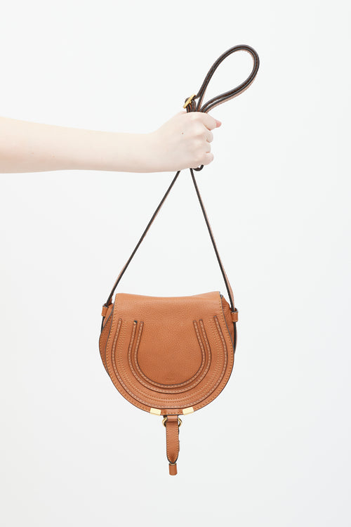 Chloé Brown Leather Mini Marcie Crossbody Bag