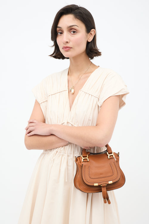 Chloé Brown Leather Mini Marcie Double Carry Bag