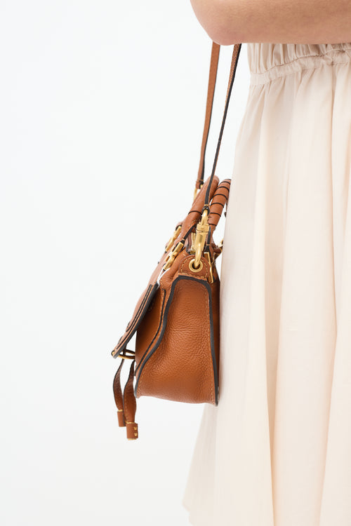 Chloé Brown Leather Mini Marcie Double Carry Bag