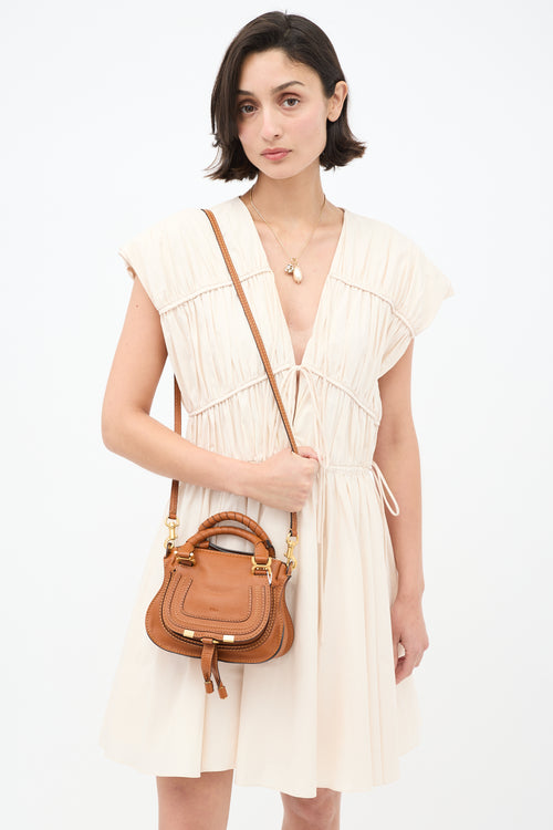 Chloé Brown Leather Mini Marcie Double Carry Bag