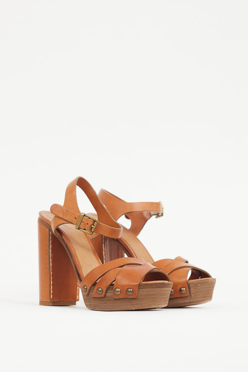 Chloé Brown Leather Platform Sandal