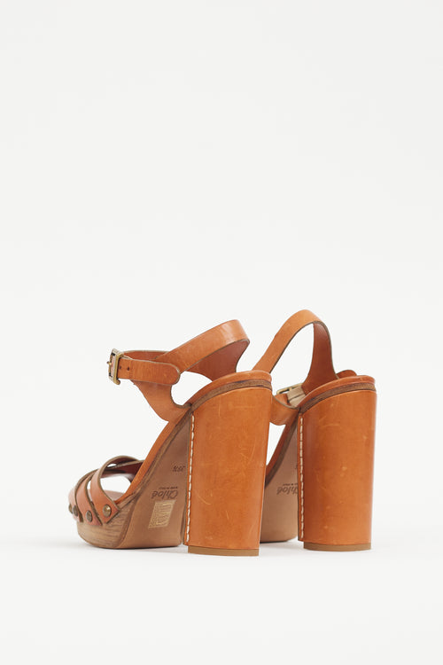 Chloé Brown Leather Platform Sandal